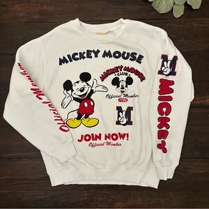 Mickey Mouse Club white sweatshirt with printed sleeves